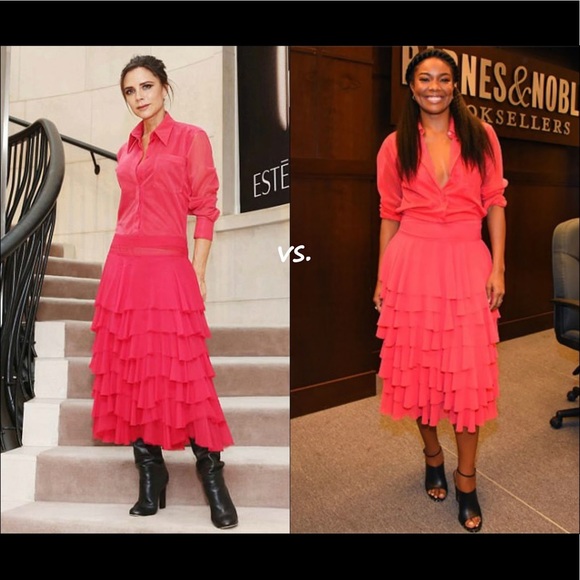 NEW VICTORIA BECKHAM
Ruffle Midi Dress Raspberry - Picture 9 of 11